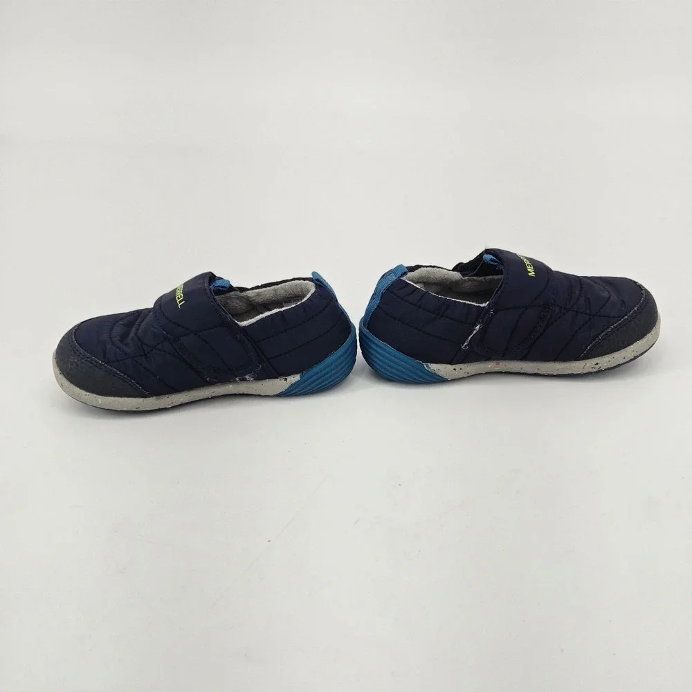Merrell Bare Steps Hut Moc Navy Blue Quilted Infant Toddler Slip On Shoes Sz 7M
